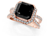 Rose gold Fancy Black Asscher Cut Cut Halo Split Shank Pave Set Ring_1