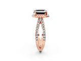 Rose gold Fancy Black Asscher Cut Cut Halo Split Shank Pave Set Ring_2