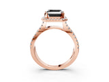 Rose gold Fancy Black Asscher Cut Cut Halo Split Shank Pave Set Ring_3