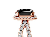 Rose gold Fancy Black Asscher Cut Cut Halo Split Shank Pave Set Ring_5