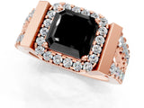 Rose gold Fancy Black Asscher Cut Cut Halo Split Shank Prong Set Ring_1