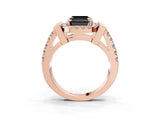 Rose gold Fancy Black Asscher Cut Cut Halo Split Shank Prong Set Ring_3