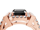 Rose gold Fancy Black Asscher Cut Cut Halo Split Shank Prong Set Ring_4