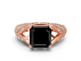 Rose gold Fancy Black Asscher Cut Cut Milgrain Pave Diamond Engagement Ring with Four-Prong Setting_15
