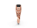 Rose gold Fancy Black Asscher Cut Cut Milgrain Pave Diamond Engagement Ring with Four-Prong Setting_17