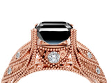 Rose gold Fancy Black Asscher Cut Cut Milgrain Pave Diamond Engagement Ring with Four-Prong Setting_19