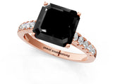 Rose gold Fancy Black Asscher Cut Cut Pavé Band Solitaire Ring with Four-Prong Setting_1
