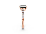 Rose gold Fancy Black Asscher Cut Cut Pavé Band Solitaire Ring with Four-Prong Setting_2