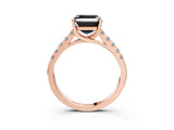 Rose gold Fancy Black Asscher Cut Cut Pavé Band Solitaire Ring with Four-Prong Setting_3