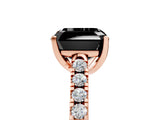 Rose gold Fancy Black Asscher Cut Cut Pavé Band Solitaire Ring with Four-Prong Setting_5