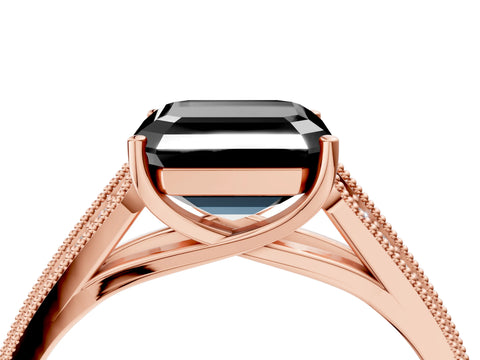 Rose gold Fancy Black Asscher Cut Cut Pave Split Shank Engagement Ring with Four-Prong Setting_4