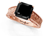 Rose gold Fancy Black Asscher Cut Cut Solitaire Engraved Band with Four-Prong Setting_1