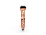 Rose gold Fancy Black Asscher Cut Cut Solitaire Engraved Band with Four-Prong Setting_2