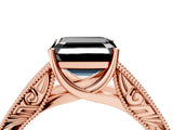 Rose gold Fancy Black Asscher Cut Cut Solitaire Engraved Band with Four-Prong Setting_4