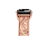 Rose gold Fancy Black Asscher Cut Cut Solitaire Engraved Band with Four-Prong Setting_5