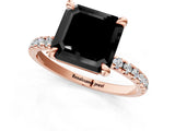 Rose gold Fancy Black Asscher Cut Diamond Brilliant Solitaire Ring with Pavé Band and Four-Prong Setting_13