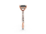 Rose gold Fancy Black Asscher Cut Diamond Brilliant Solitaire Ring with Pavé Band and Four-Prong Setting_14