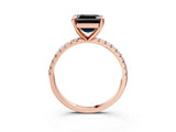 Rose gold Fancy Black Asscher Cut Diamond Brilliant Solitaire Ring with Pavé Band and Four-Prong Setting_15