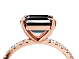 Rose gold Fancy Black Asscher Cut Diamond Brilliant Solitaire Ring with Pavé Band and Four-Prong Setting_16