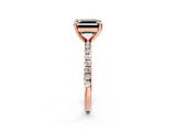 Rose gold Fancy Black Asscher Cut Diamond Brilliant Solitaire Ring with Pavé Band and Four-Prong Setting_2