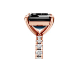Rose gold Fancy Black Asscher Cut Diamond Brilliant Solitaire Ring with Pavé Band and Four-Prong Setting_5