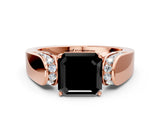 Rose gold Fancy Black Asscher Cut Diamond Channel Set Solitaire Ring with Four-Prong Setting_12