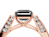 Rose gold Fancy Black Asscher Cut Diamond Channel Set Solitaire Ring with Four-Prong Setting_16