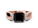 Rose gold Fancy Black Asscher Cut Diamond Channel Set Solitaire Ring with Four-Prong Setting_24