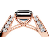 Rose gold Fancy Black Asscher Cut Diamond Channel Set Solitaire Ring with Four-Prong Setting_28