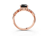 Rose gold Fancy Black Asscher Cut Diamond Cluster Pavé Band with Four-Prong Setting_6
