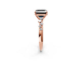 Rose gold Fancy Black Asscher Cut Diamond Cluster Side Stone Solitaire Ring with Prong Setting_26