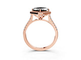 Rose gold Fancy Black Asscher Cut Diamond Cushion Halo Ring with Pavé Band_3