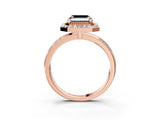 Rose gold Fancy Black Asscher Cut Diamond Double Halo Ring with Split Shank and Four-Prong Setting_3