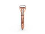 Rose gold Fancy Black Asscher Cut Diamond Engagement Ring with Milgrain Channel Set Band and Prong Setting_2