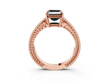 Rose gold Fancy Black Asscher Cut Diamond Engagement Ring with Milgrain Channel Set Band and Prong Setting_3