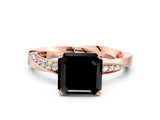 Rose gold Fancy Black Asscher Cut Diamond Engagement Ring with Side Stone Accents and Four-Prong Setting_12