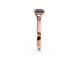 Rose gold Fancy Black Asscher Cut Diamond Engagement Ring with Side Stone Accents and Four-Prong Setting_134