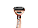 Rose gold Fancy Black Asscher Cut Diamond Engagement Ring with Side Stone Accents and Four-Prong Setting_137