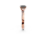 Rose gold Fancy Black Asscher Cut Diamond Engagement Ring with Side Stone Accents and Four-Prong Setting_14