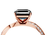 Rose gold Fancy Black Asscher Cut Diamond Engagement Ring with Side Stone Accents and Four-Prong Setting_16