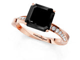 Rose gold Fancy Black Asscher Cut Diamond Engagement Ring with Side Stone Accents and Four-Prong Setting_19