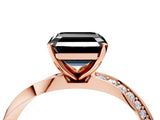 Rose gold Fancy Black Asscher Cut Diamond Engagement Ring with Side Stone Accents and Four-Prong Setting_22