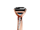 Rose gold Fancy Black Asscher Cut Diamond Engagement Ring with Side Stone Accents and Four-Prong Setting_23