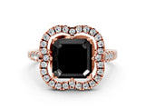 Rose gold Fancy Black Asscher Cut Diamond Floral Halo Split Shank Prong Setting Ring_12