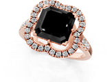 Rose gold Fancy Black Asscher Cut Diamond Floral Halo Split Shank Prong Setting Ring_13