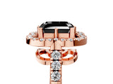 Rose gold Fancy Black Asscher Cut Diamond Floral Halo Split Shank Prong Setting Ring_17