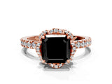 Rose gold Fancy Black Asscher Cut Diamond Halo Pave Band with Four-Prong Setting_3