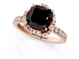 Rose gold Fancy Black Asscher Cut Diamond Halo Pave Band with Four-Prong Setting_4