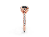 Rose gold Fancy Black Asscher Cut Diamond Halo Pave Band with Four-Prong Setting_5