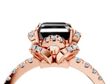 Rose gold Fancy Black Asscher Cut Diamond Halo Pave Band with Four-Prong Setting_7